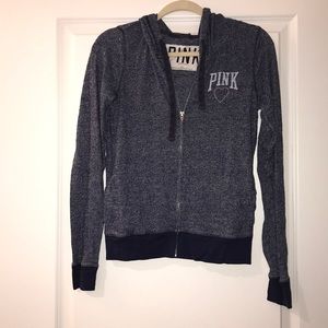 PINK navy marl zip up sweater